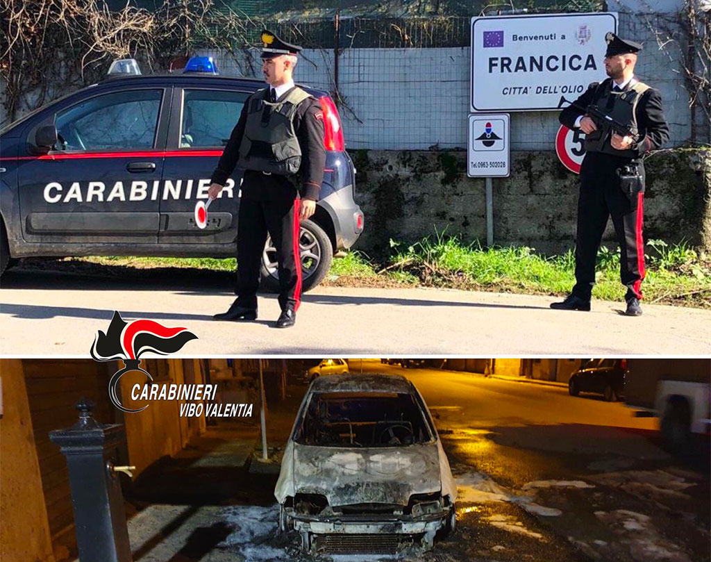 Auto incendiata a Francica, identificato e denunciato presunto autore 