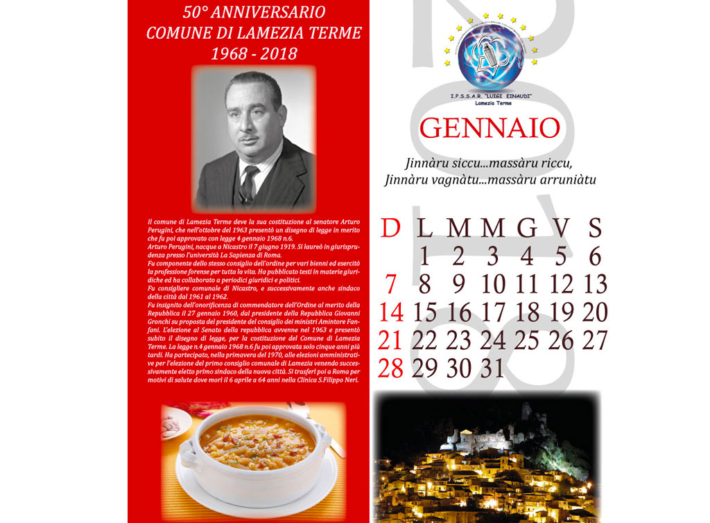 Lamezia, l’Einaudi presenta calendario per i 50 anni della città