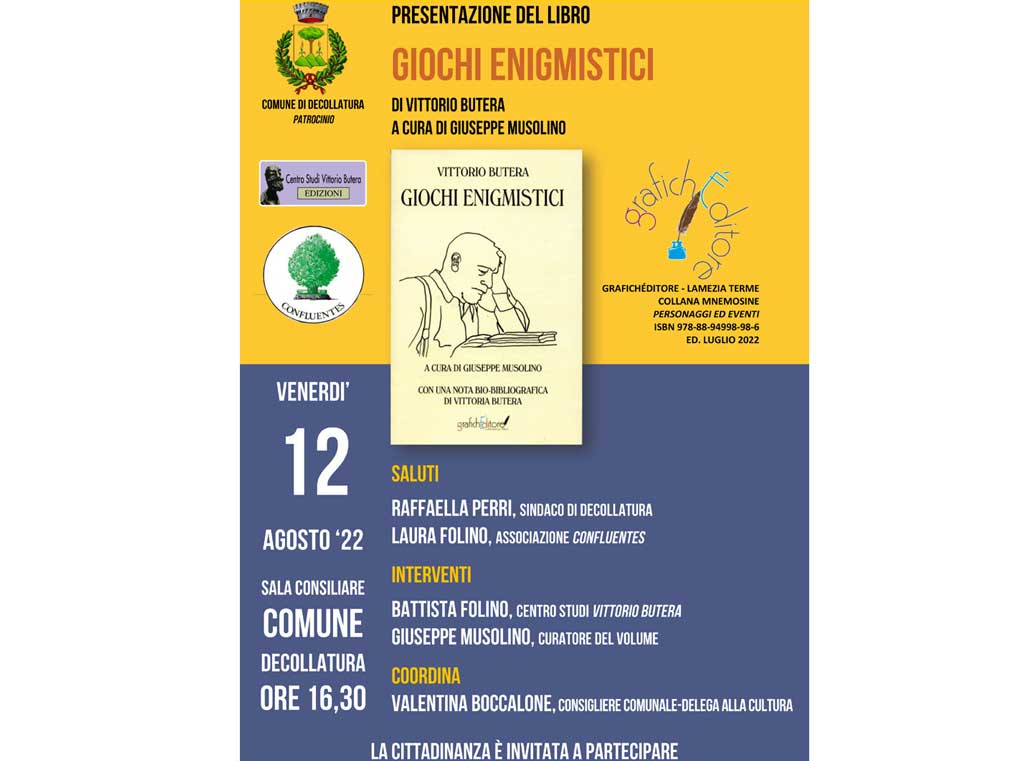 A Decollatura presentazione del libro "Giochi Enigmistici” di Vittorio Butera  il 12 agosto