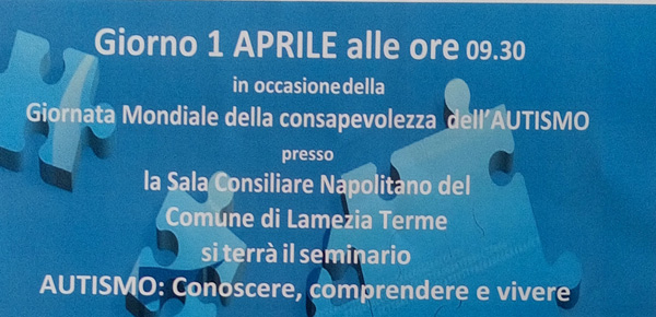 Lamezia, l'1 aprile nella sala “Napolitano” seminario sull’autismo