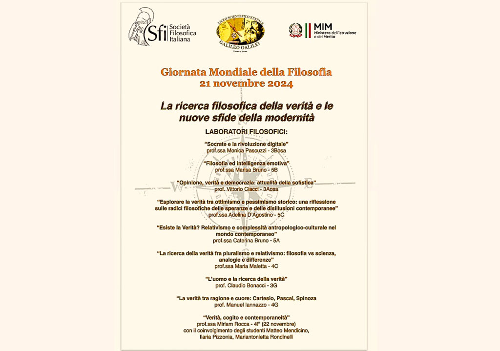 Lamezia, Giornata Mondiale della Filosofia: le iniziative al Liceo Scientifico Galilei