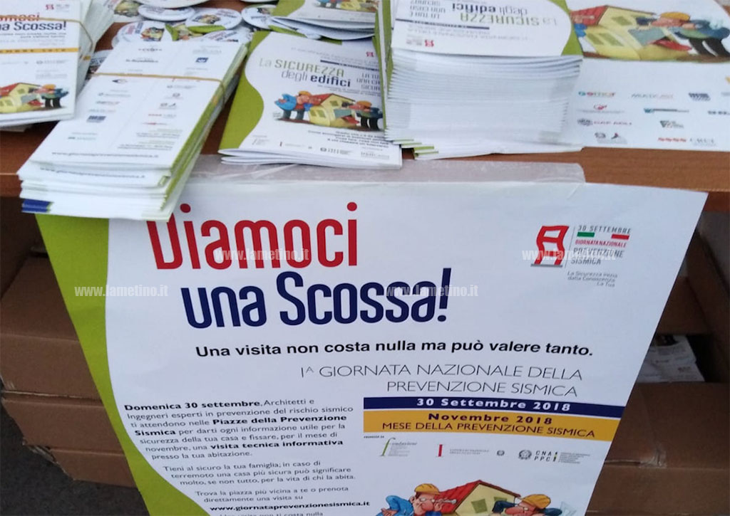 Lamezia: prima giornata nazionale prevenzione sismica, gazebo su corso Nicotera
