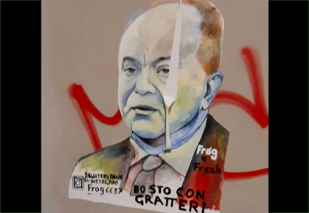 Sfregiata opera street art dedicata a Gratteri a Crotone