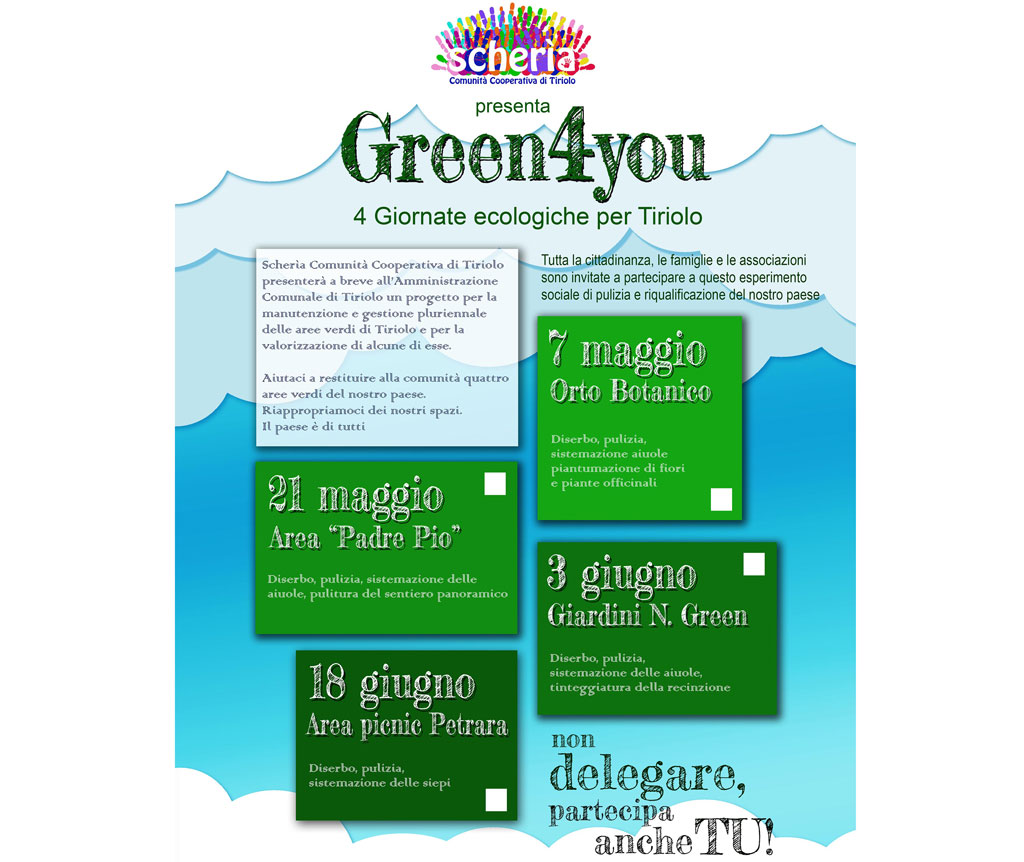 "Green4you", quattro giornate dedicate alla pulizia delle aree verdi a Tiriolo