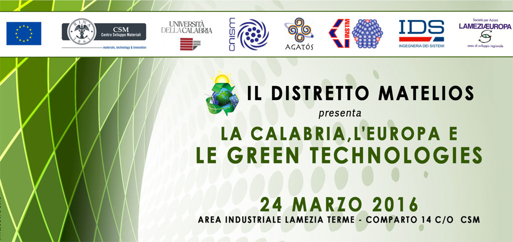 Lamezia, distretto Matelios presenta “La Calabria, l´Europa e le Green Technologies” il 24 marzo 
