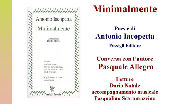 Lamezia: sarà presentato domenica 13 dicembre “Minimalmente” di Antonio Iacopetta
