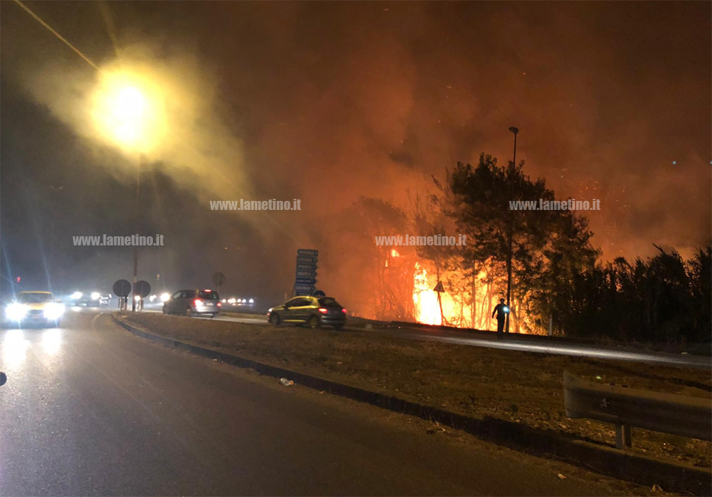Lamezia, in fiamme arbusti e macchia mediterranea: disagi per il fumo sulla SS 280 