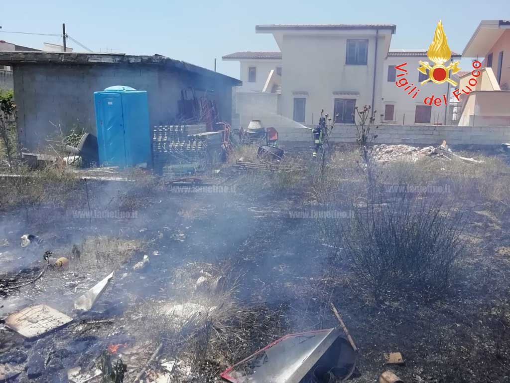 In fiamme macchia mediterranea e arbusti a Sellia Marina, distrutto un capanno 
