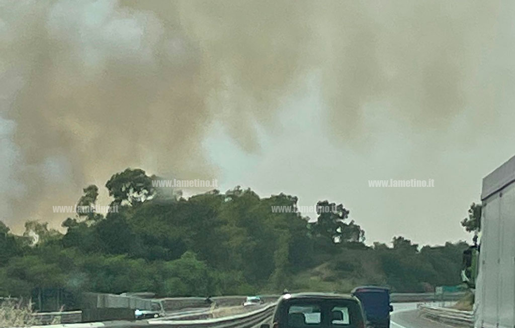 A fuoco sterpaglie e macchia mediterranea a Caposuvero, fiamme lambiscono A2 e Statale 18
