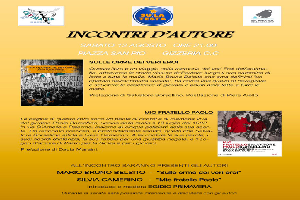 L'evento “Incontri D’autore” il 12 agosto a Gizzeria