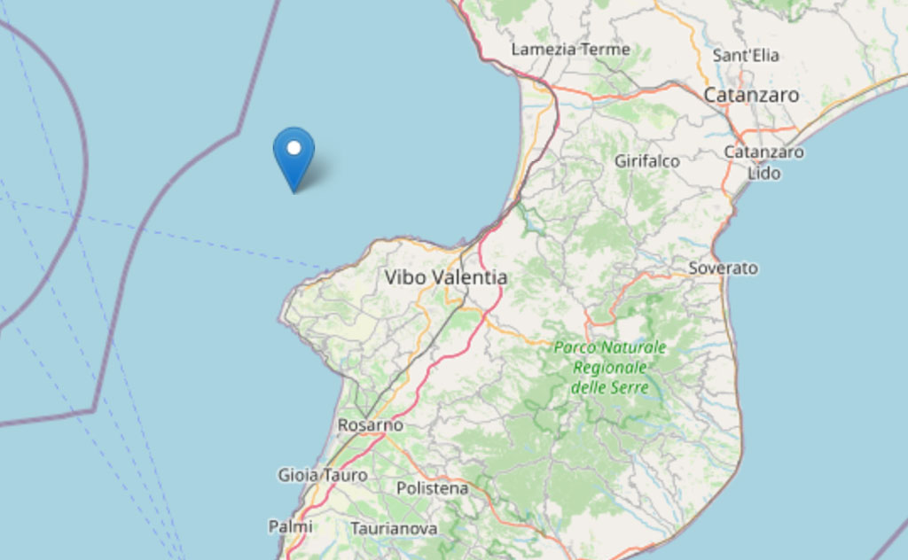 Scossa di terremoto magnitudo 3.2 al largo di Tropea 