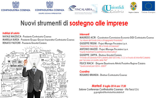 Calabria: “Nuovi strumenti di sostegno alle imprese”, meeting Confindustria prossimo 8 luglio a Cosenza