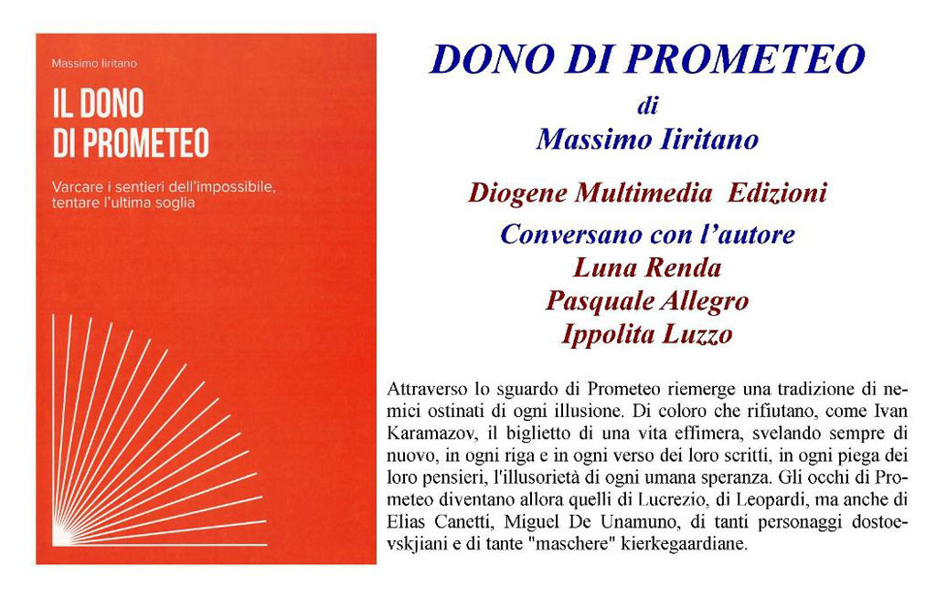 Lamezia, presentazione libro "Il dono di Prometeo"  l’1 febbraio