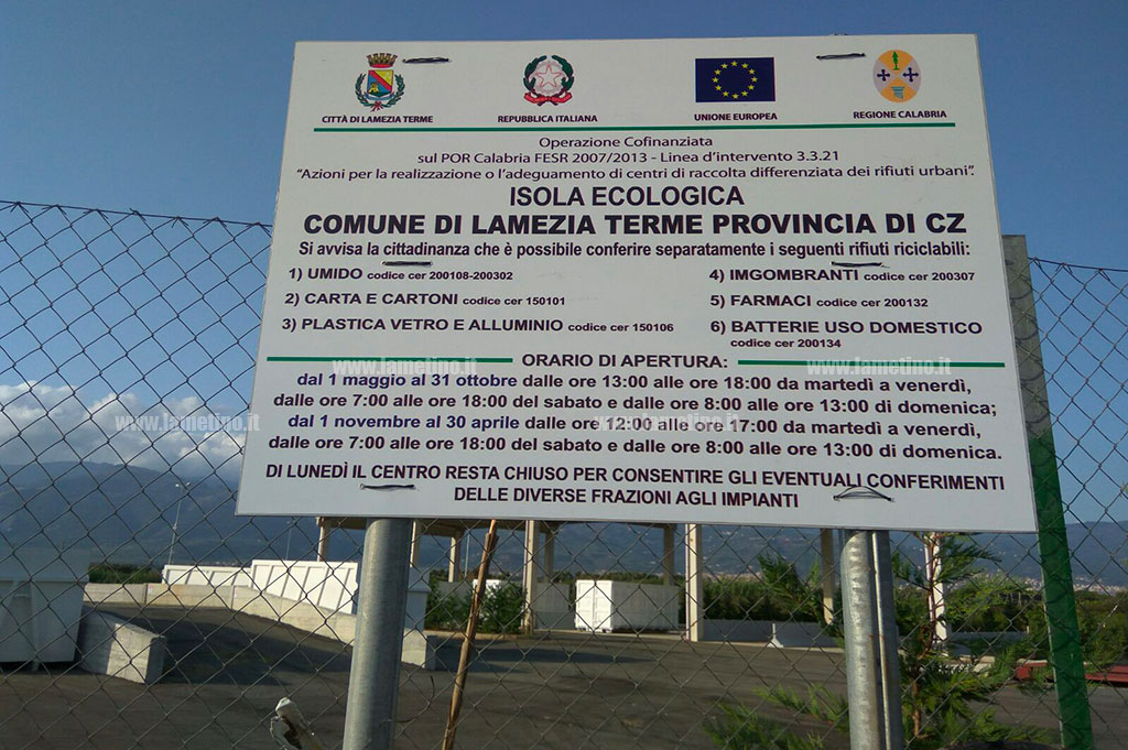 Lamezia: conferite nell'isola ecologica 414 tonnellate di materiale differenziato