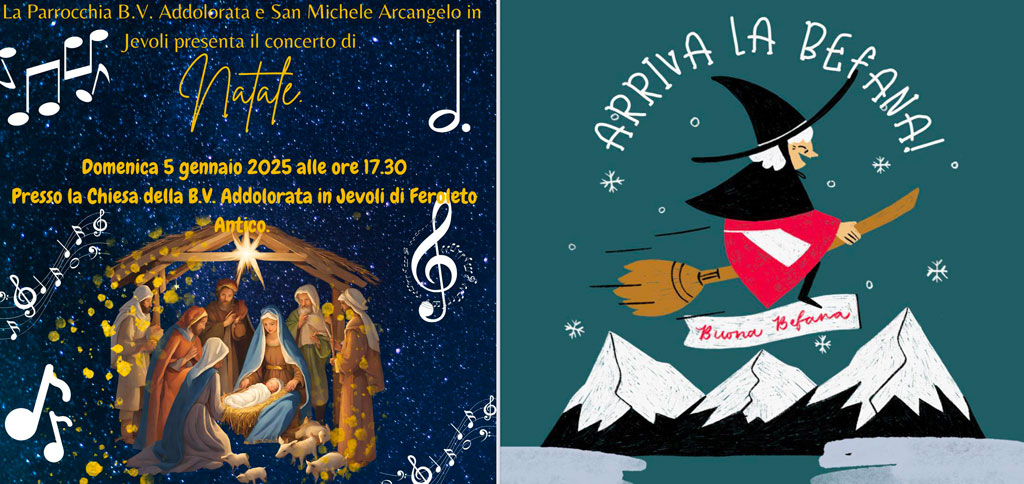 A Jevoli concerto di Natale e arrivo della Befana il 5 gennaio
