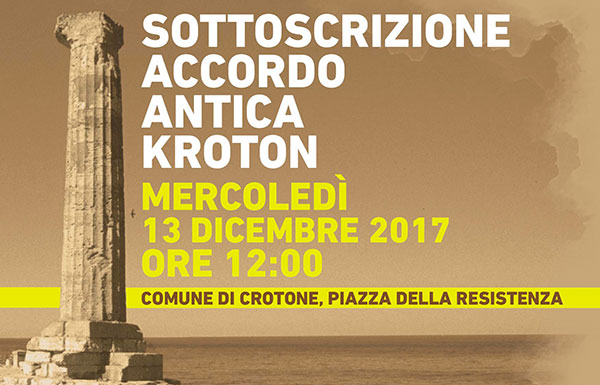 Al via progetto antica Kroton, il 13 dicembre la firma dell'accordo