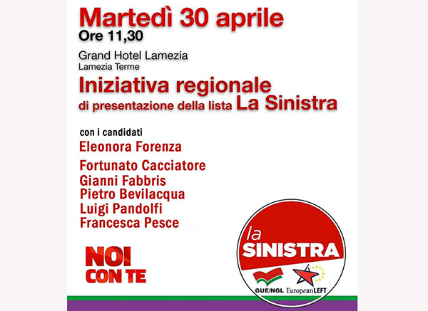 Lamezia, presentazione lista "La Sinistra" per le europee il 30 aprile