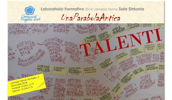 Lamezia, al via il laboratorio formativo “Talenti, una parabola antica” 14 e 15 dicembre