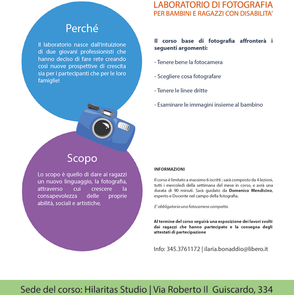 Al via laboratorio estivo di fotografia dedicato ai Bambini con disabilità