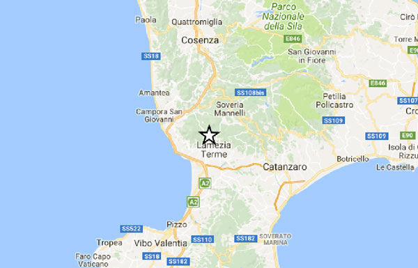 Lamezia, lieve scossa di terremoto di magnitudo 2.0