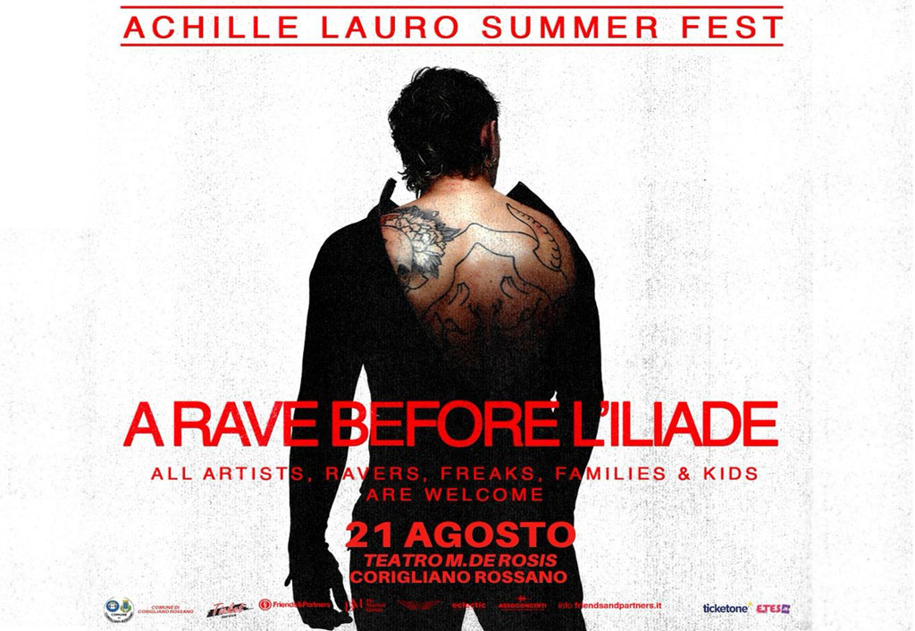 "A Rave before l’Iliade", tappa in Calabria per il tour estivo di Achille Lauro