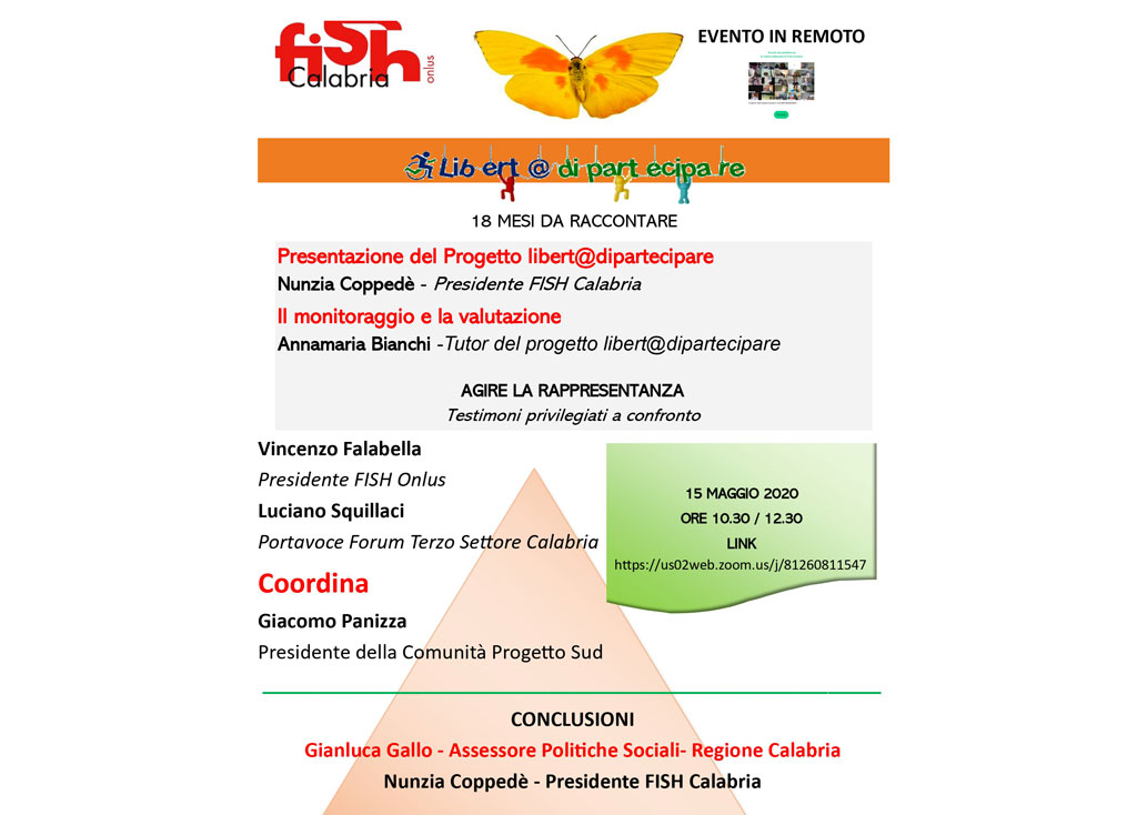 Fish Calabria: si conclude libert@dipartecipare, sabato incontro per raccontare 18 mesi di progetto