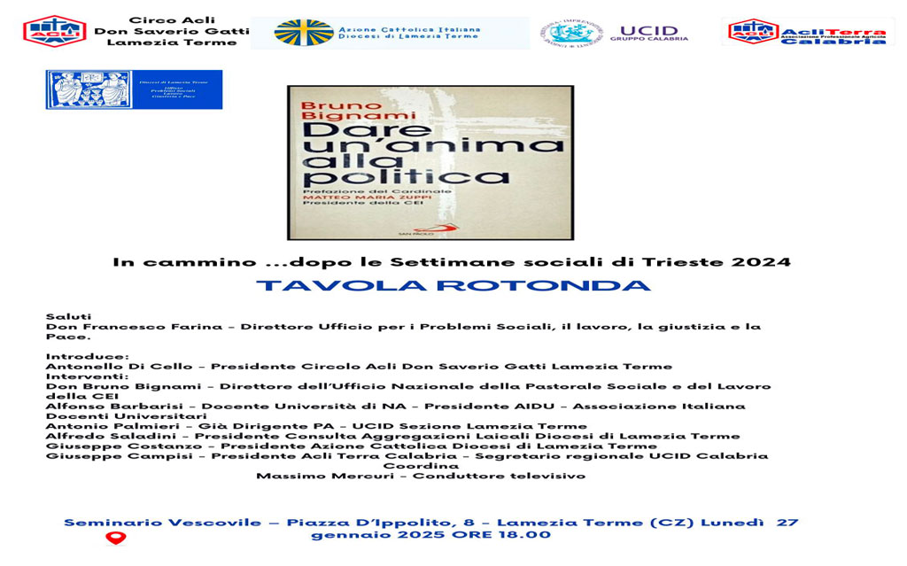 Lamezia, “Dare un'anima alla politica: don Bignami presenta il suo libro su cristianesimo e istituzioni pubbliche
