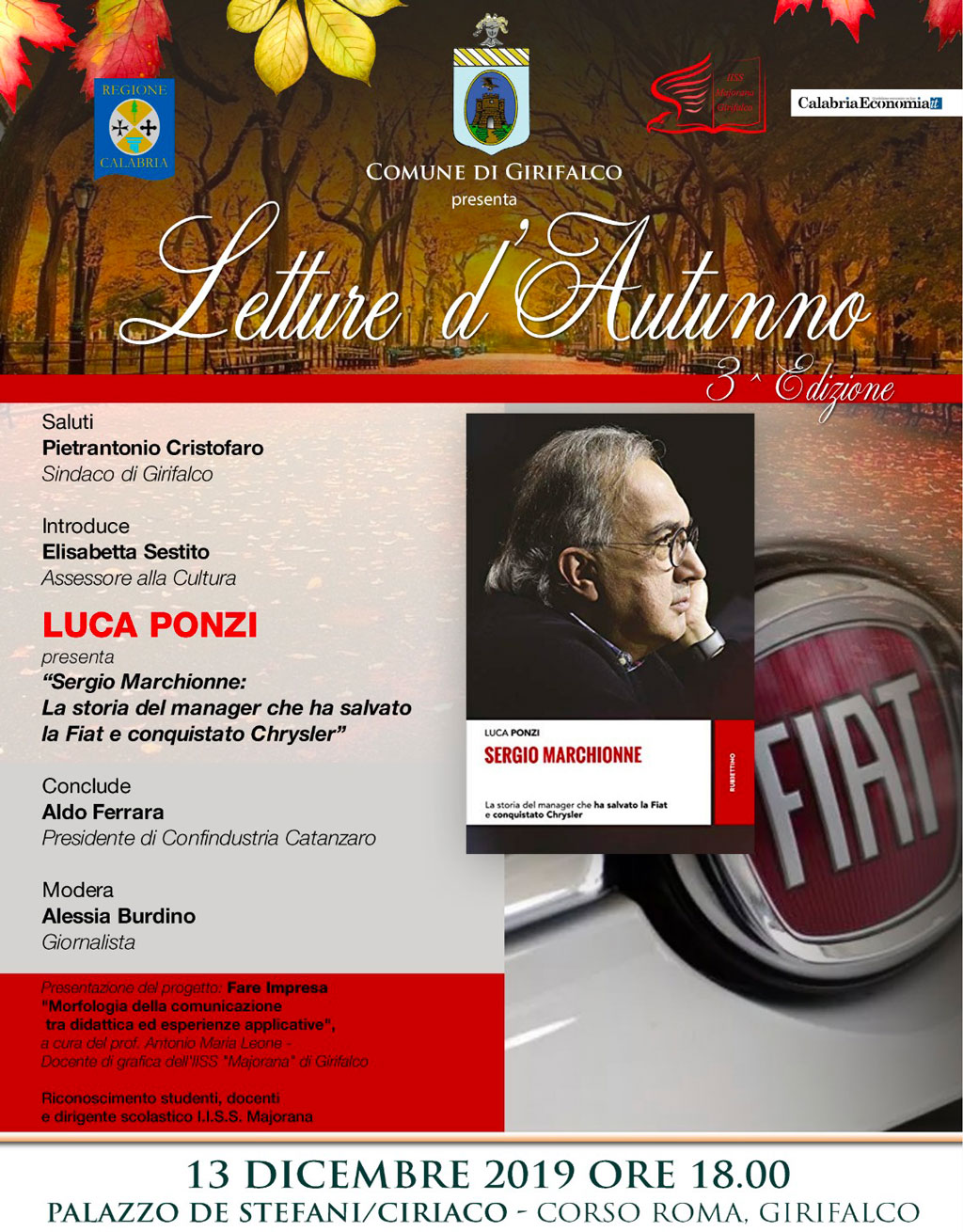 A Girifalco la presentazione del libro su Sergio Marchionne