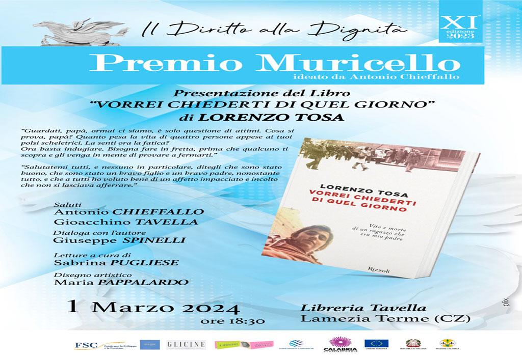 Lamezia, presentazione libro “Vorrei chiederti di quel giorno” di Lorenzo Tosa il 1° marzo