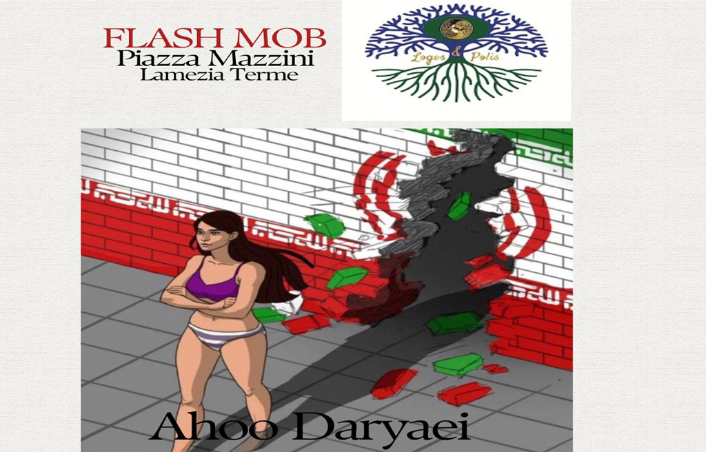 Lamezia, flash mob di protesta contro arresto ragazza iraniana Ahoo Daryaei il 17 novembre in piazza Mazzini