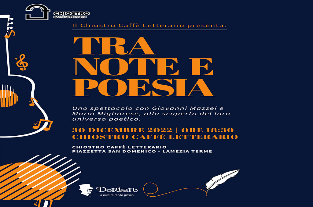 Lamezia, il chiostro caffè letterario presenta "tra note e poesia" il 30 dicembre