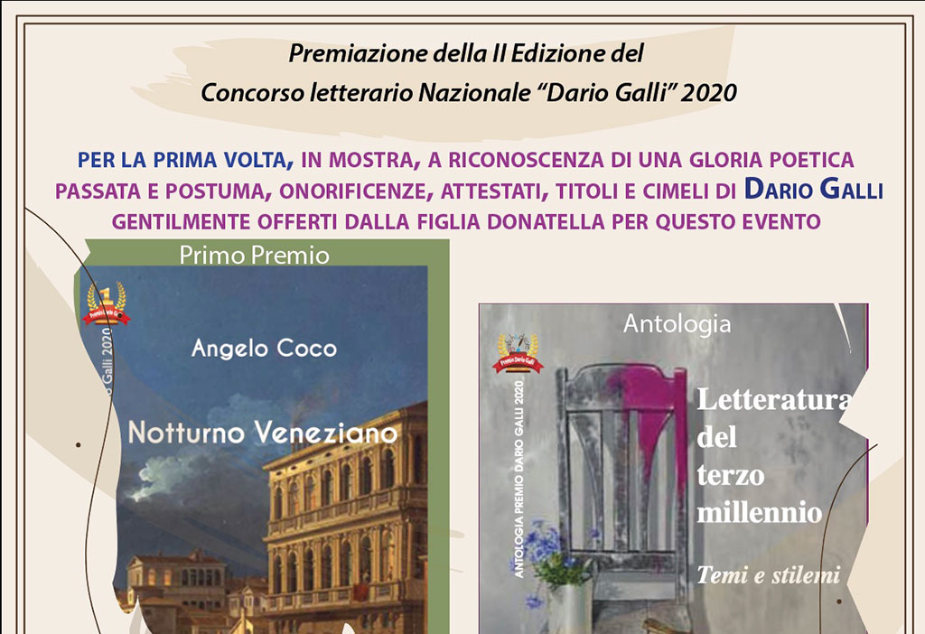 Lamezia, premio letterario nazionale “Dario Galli”: il 4 giugno la premiazione