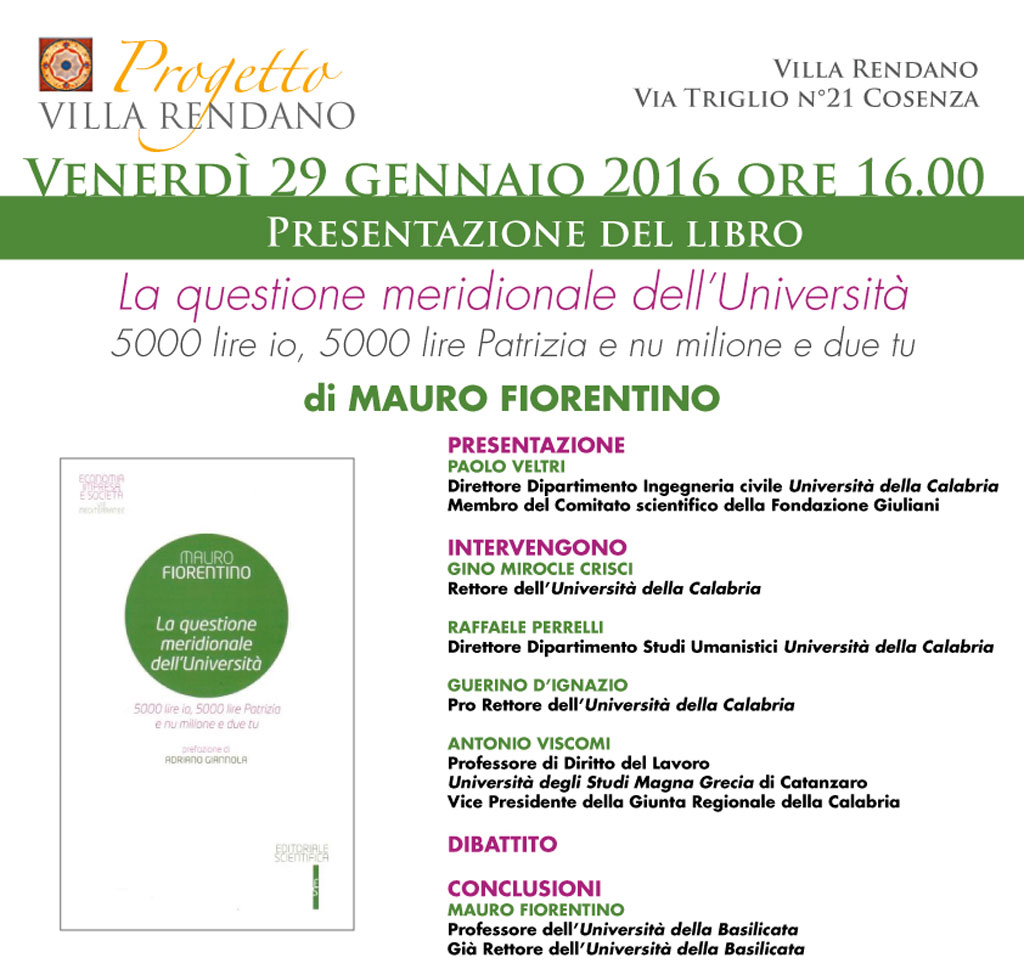 Presentazione del libro "La questione meridionale dell’Università” a Villa Rendano