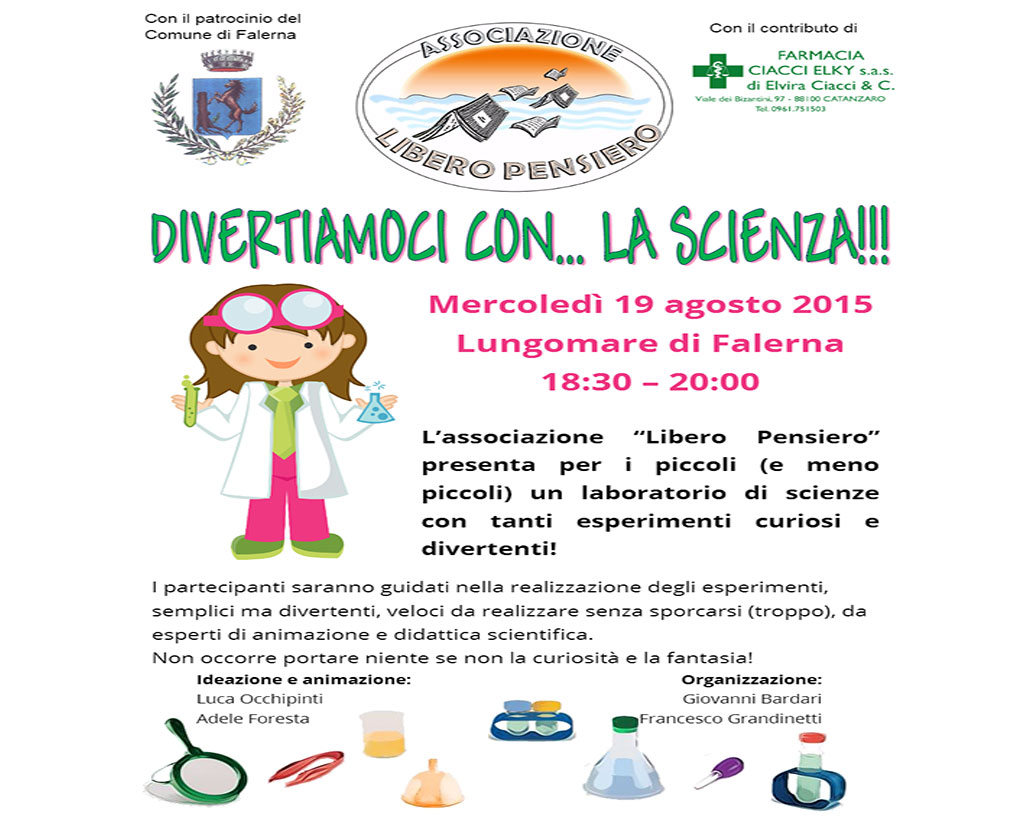 “Divertiamoci con… la Scienza”: la seconda edizione il 19 agosto a Falerna