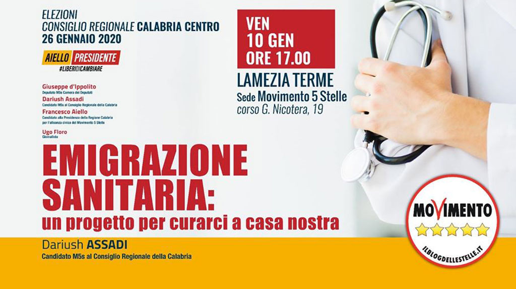 Regionali, il 10 gennaio a Lamezia incontro del Movimento 5 Stelle sulla sanità