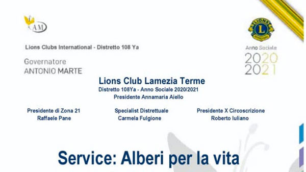 Lamezia, manifestazione ‘Alberi per la Vita’ il 20 febbraio al parco “F. Mastroianni”