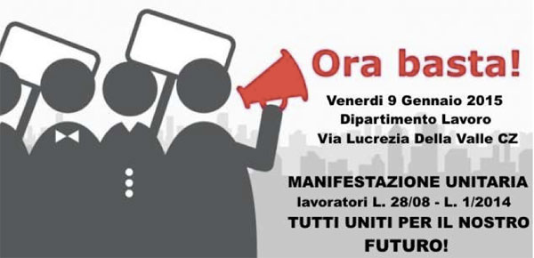 Dipendenti "Calabria Lavoro" manifestano il 9 gennaio e chiedono incontro a presidente Oliverio
