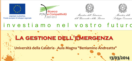 Calabria: Convegno “La gestione dell’emergenza” giovedì 13 marzo all’Unical