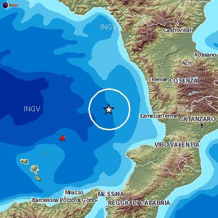 Calabria: Lieve scossa di terremoto a largo costa occidentale