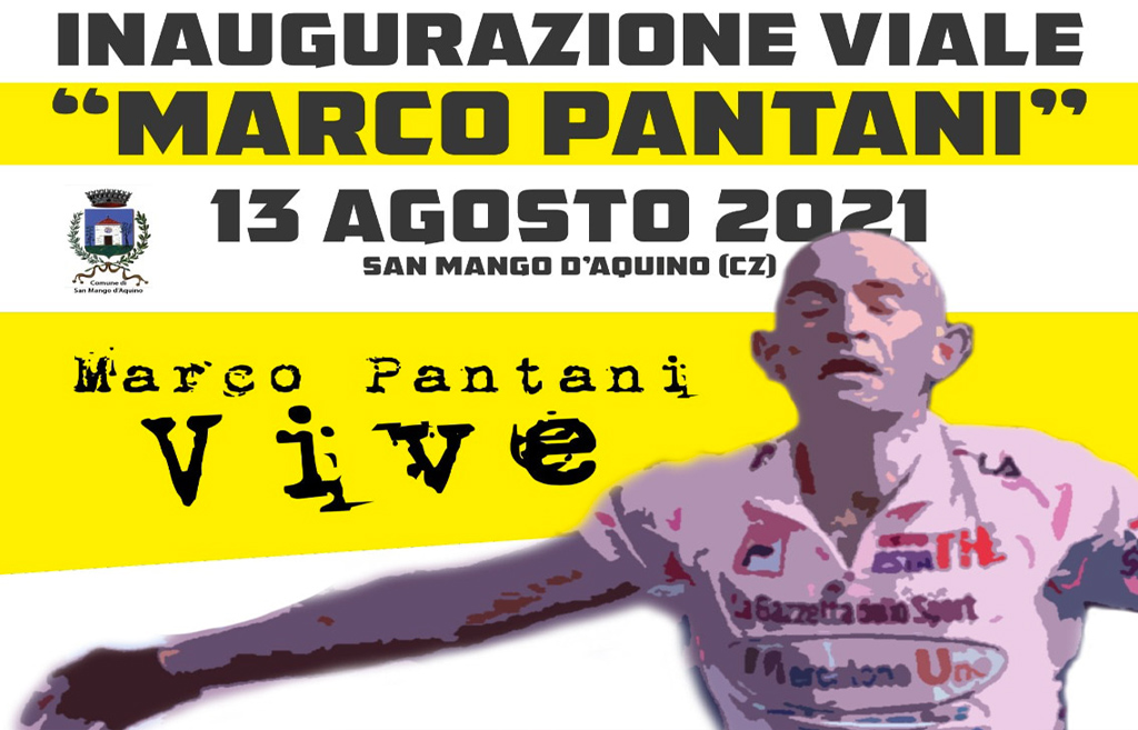 Il 13 agosto inaugurazione Viale Marco Pantani a San Mango D'Aquino: il programma