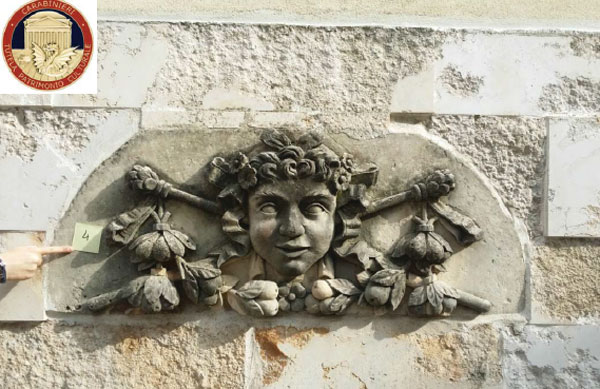 Sequestrati "mascheroni in pietra di Siracusa" dispersi nel terremoto del 1908 a Palmi