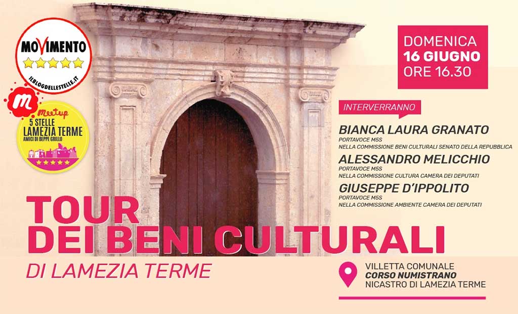  Il Meetup 5Stelle organizza “Tour tra i beni culturali di Lamezia” il 16 giugno 
