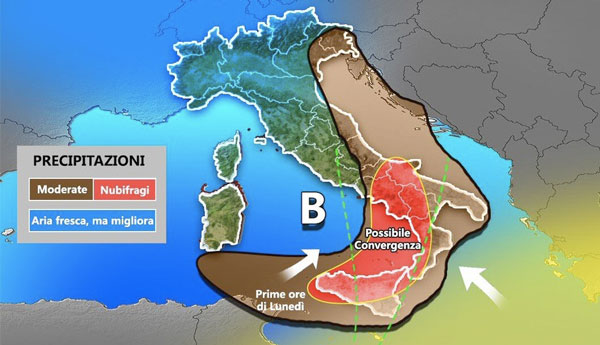 Arriva il maltempo al Sud, precipitazioni abbondanti e possibili nubifragi