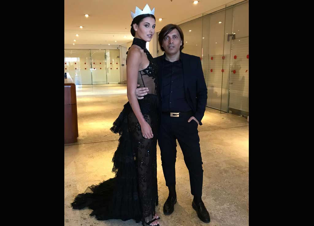 Abito dello stilista lametino Anton Giulio Grande per Miss Italia alla festa del cinema di Roma