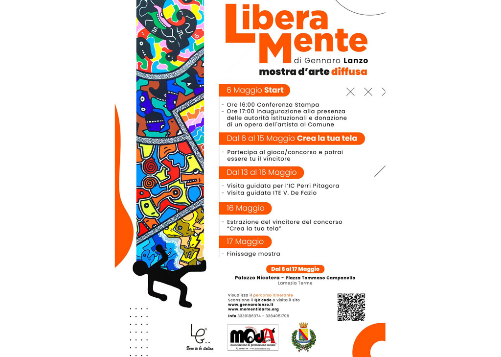 Lamezia, presentazione progetto "Liberamente" dell'artista Gennaro Lanzo: una mostra d’arte diffusa e partecipativa