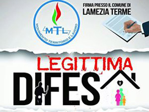 Lamezia, Mtl: formato team per gazebo informativo su proposta di legge legittima difesa
