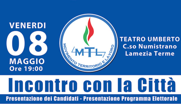 MTL presenta candidati e programma l’8 maggio al teatro Umberto