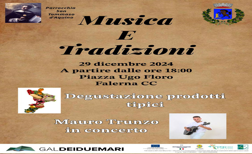 "Musica e Tradizioni" in piazza Ugo Floro a Falerna il 29 dicembre