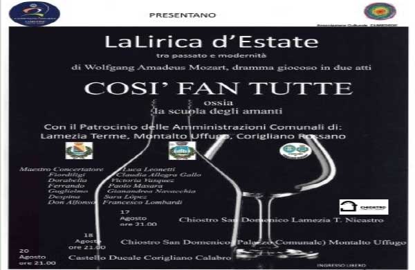 Lamezia, concerto di musica lirica al Chiostro San Domenico il 17 agosto