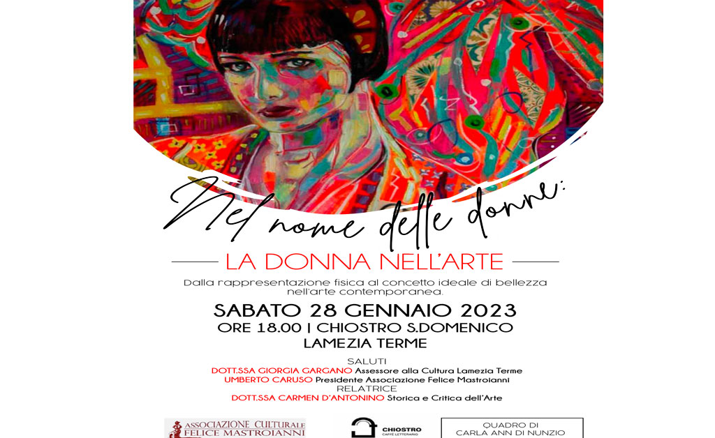 Lamezia, “La donna nell’arte”: convegno dell’associazione culturale Felice Mastroianni al Chiostro